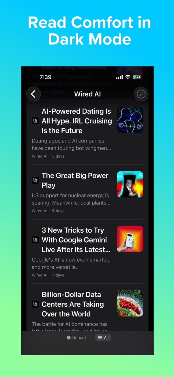 Comfortable reading in dark mode